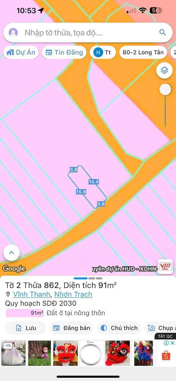 Bán đất nền Nhơn Trạch thổ cư 100%, ngang 5.8m, đường xe hơi tránh nhau, khu vực an ninh